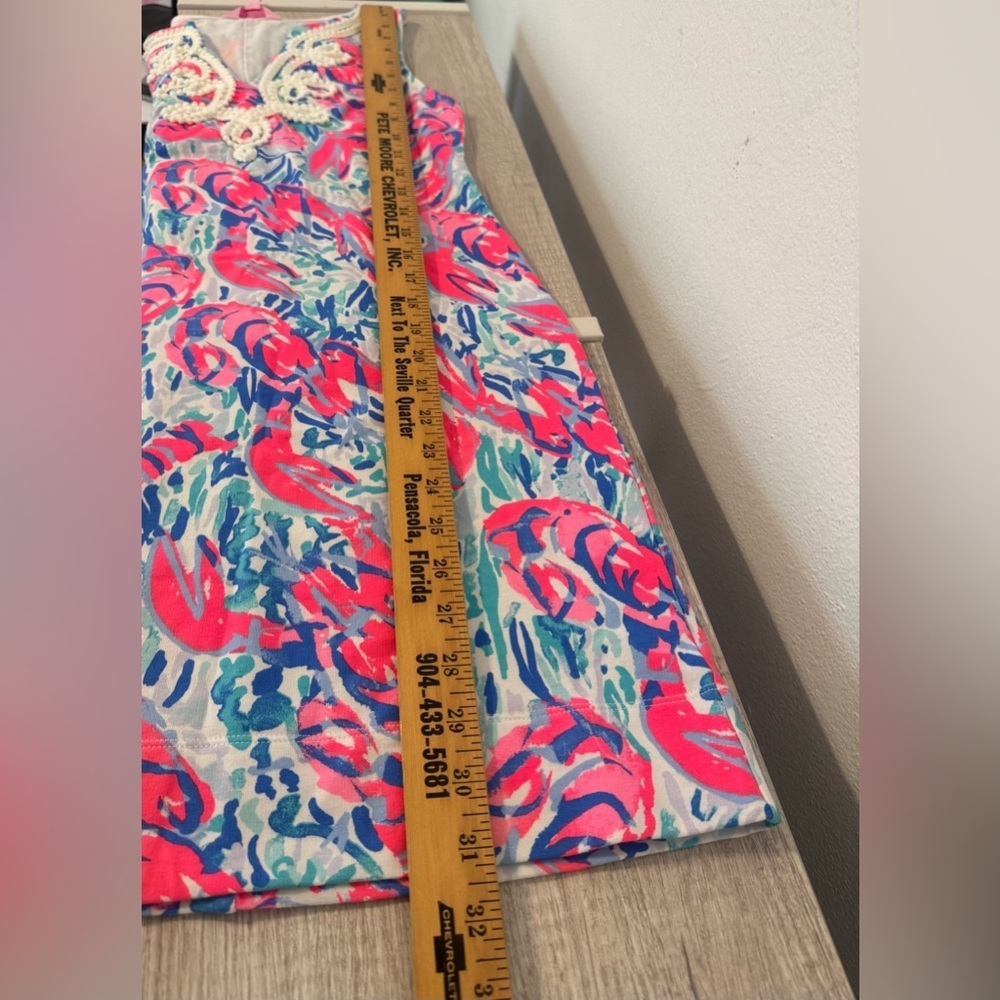 Lilly Pulitzer Harper Shift Dress Cosmic Coral Cracked Up Lobster Roll NWT XXS - Picture 4 of 10